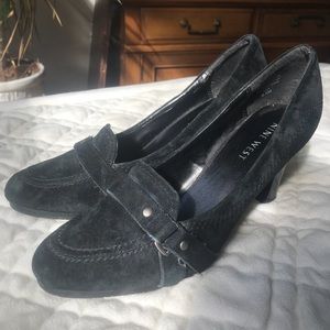 Nine West black suede heels